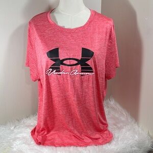 Under Armour Heather Pink/Salmon Logo Performance Tee